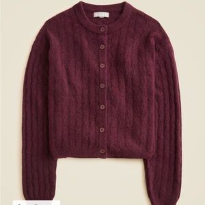 J. Crew Burgundy Cable Knit Cardigan